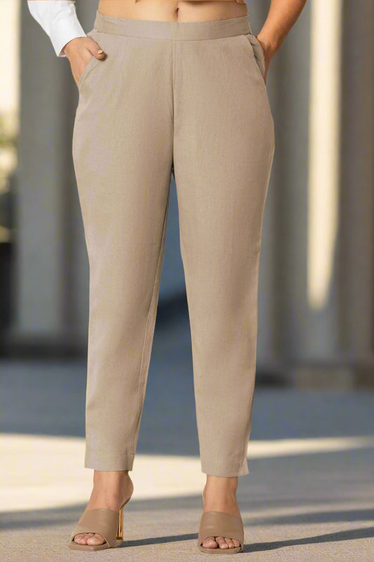 Beige Airy Linen Pants