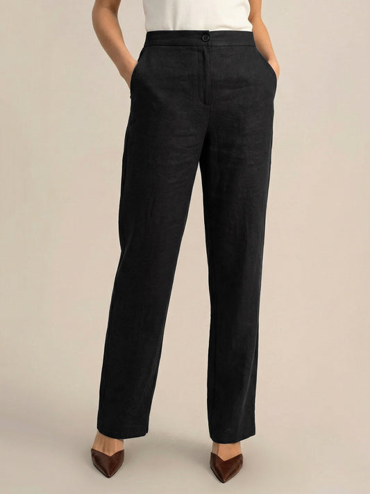 Black Formal Airy Linen Pants