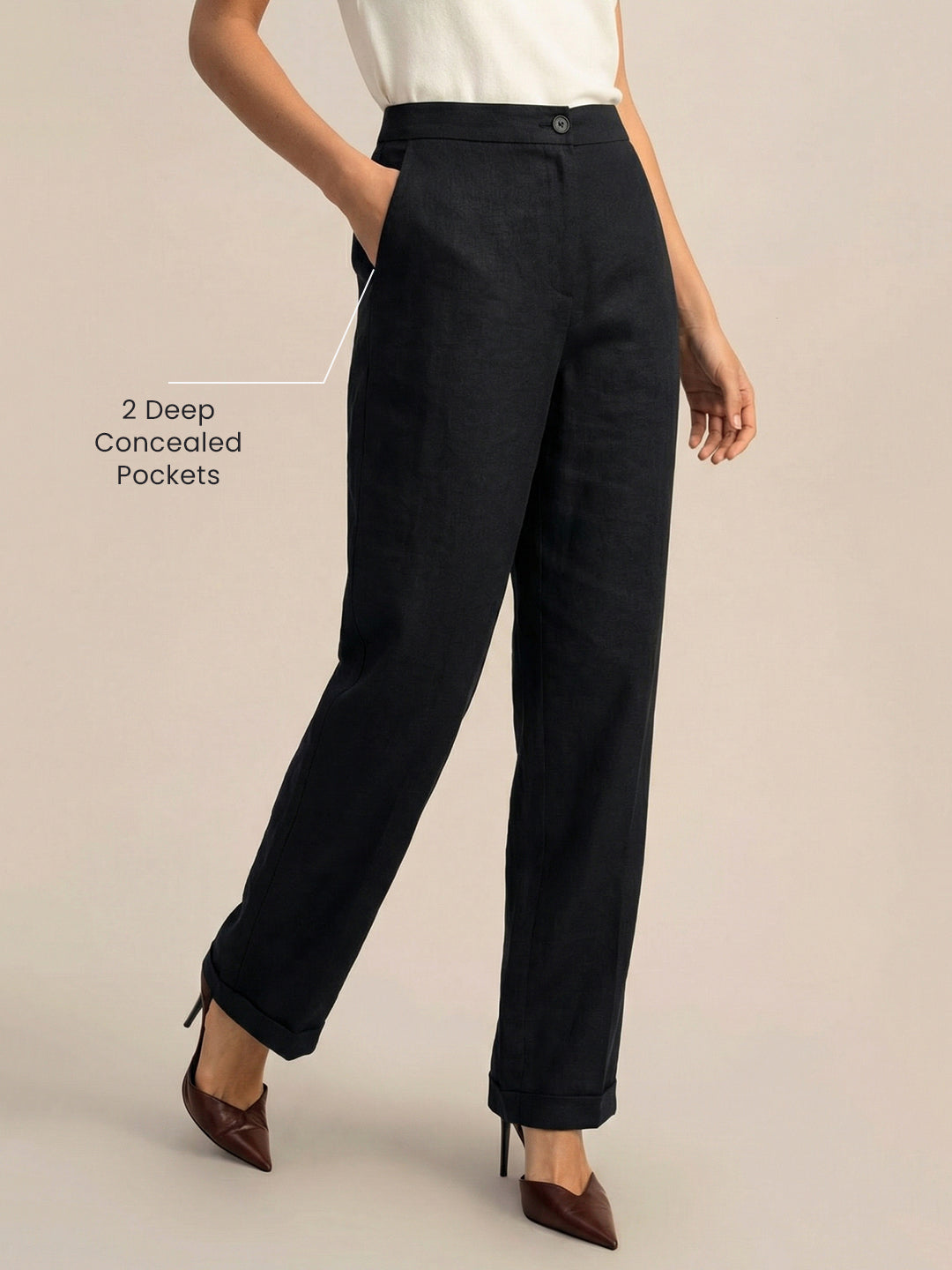 Black Formal Airy Linen Pants