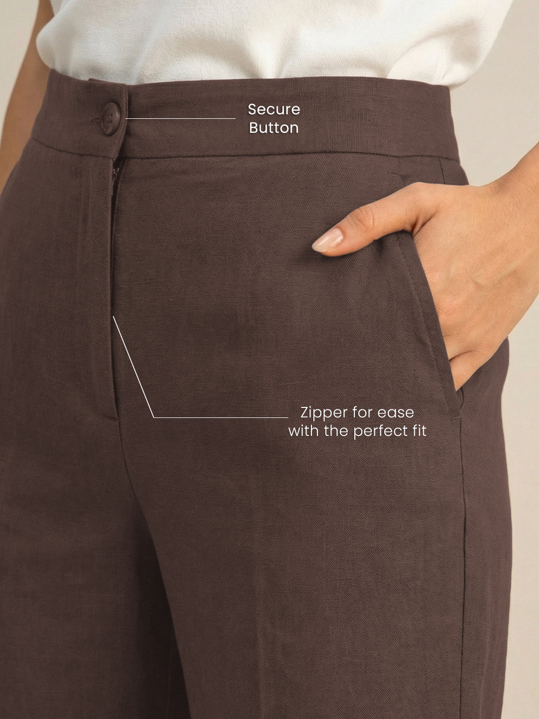 Dark Brown Formal Airy Linen Pants