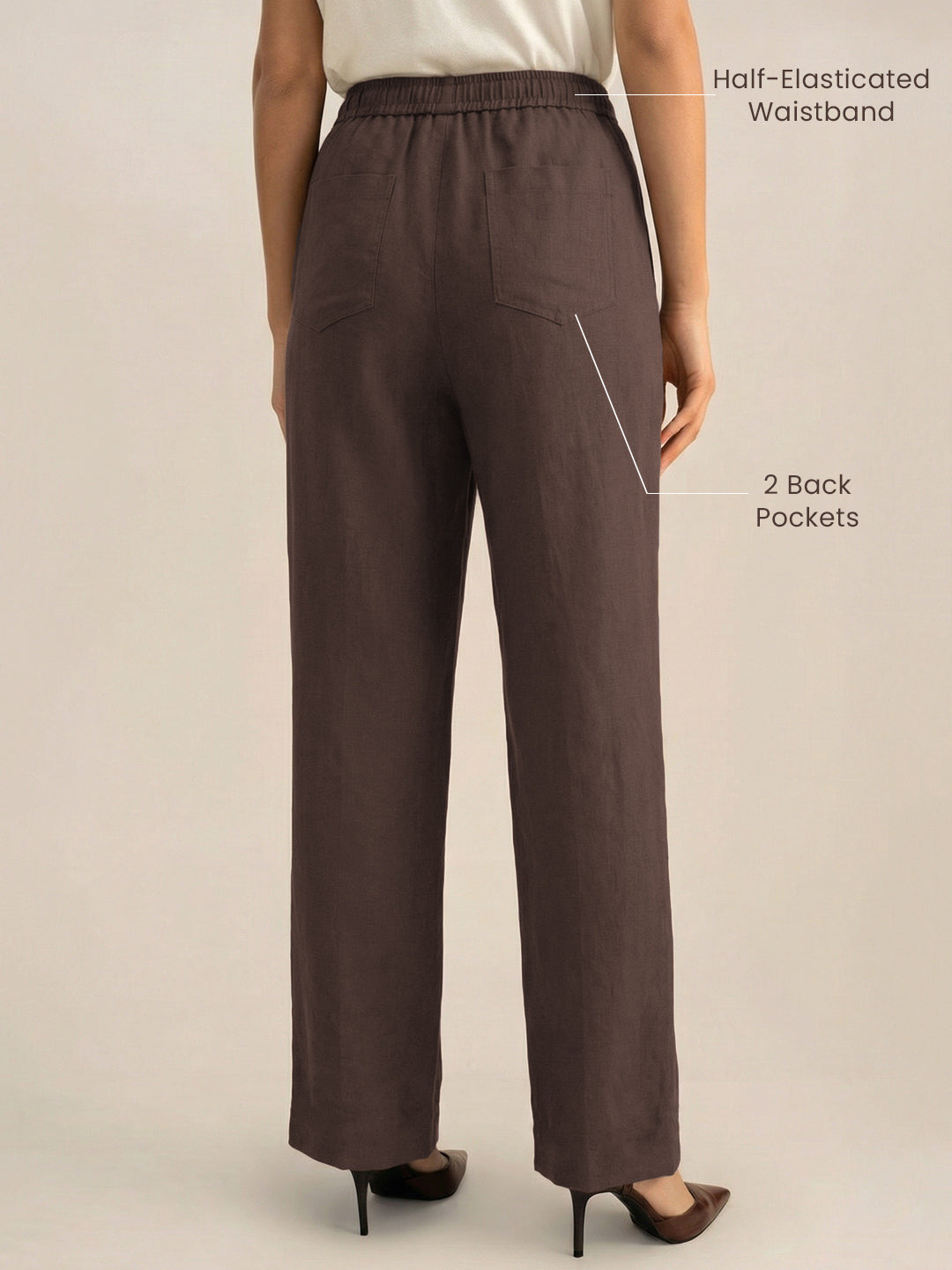 Dark Brown Formal Airy Linen Pants