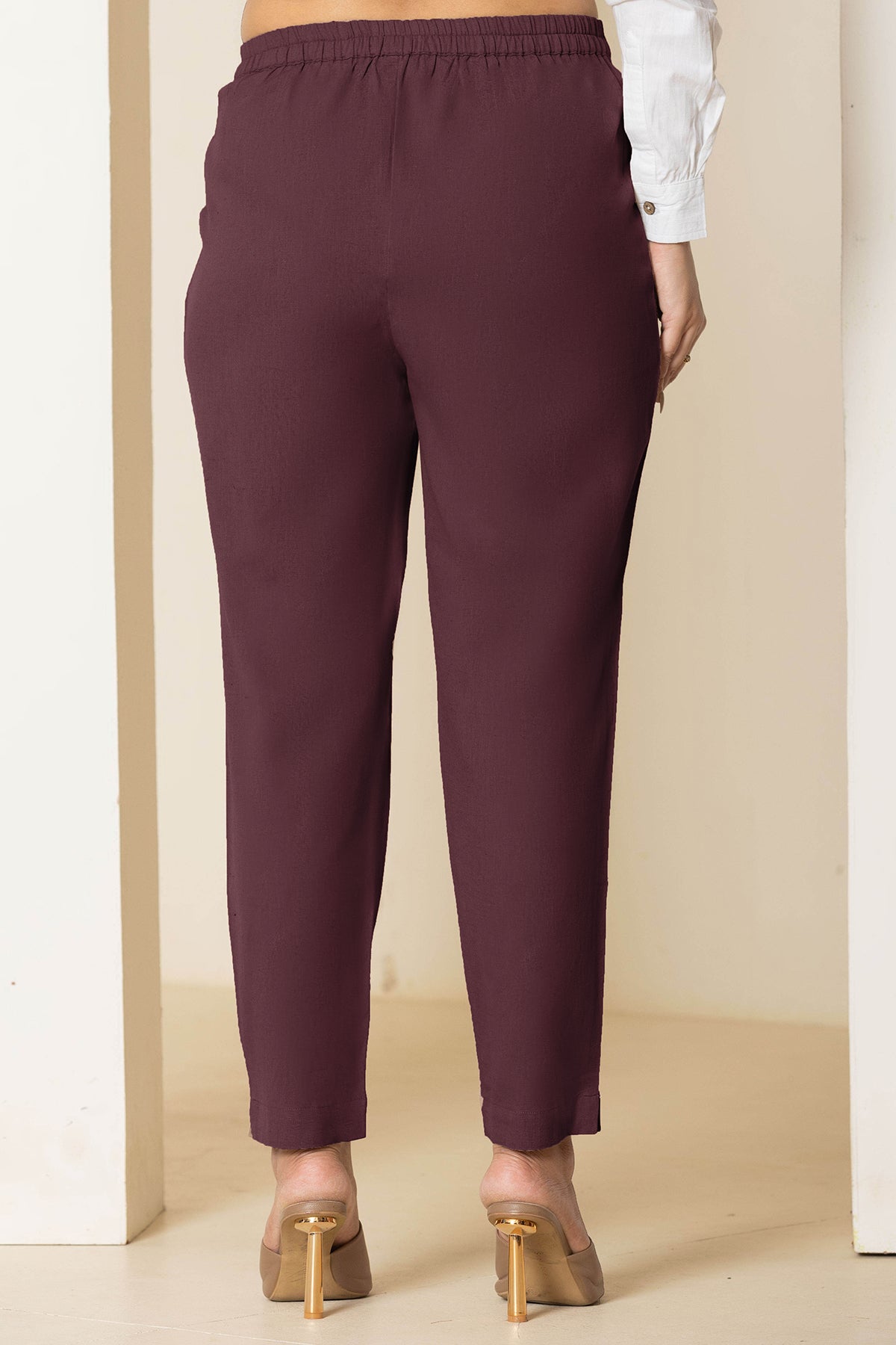 Burgundy Airy Linen Pants