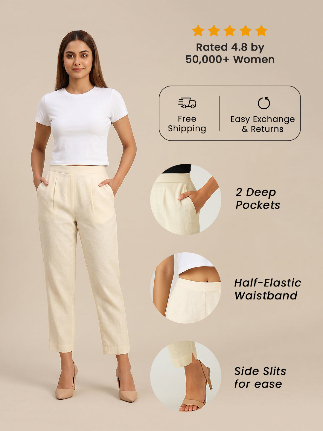 Ivory Airy Linen Pants