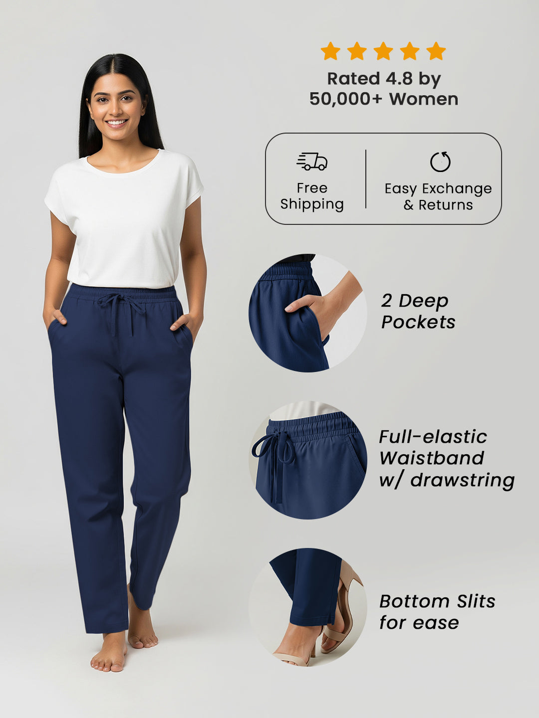Navy Everyday Cotton Pants