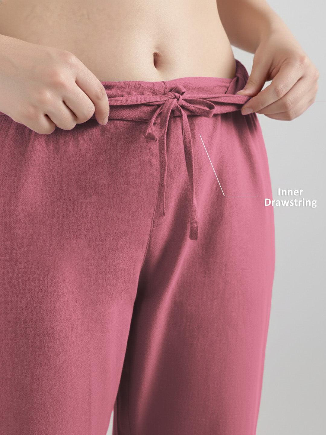 Dark Pink Airy Linen Pants