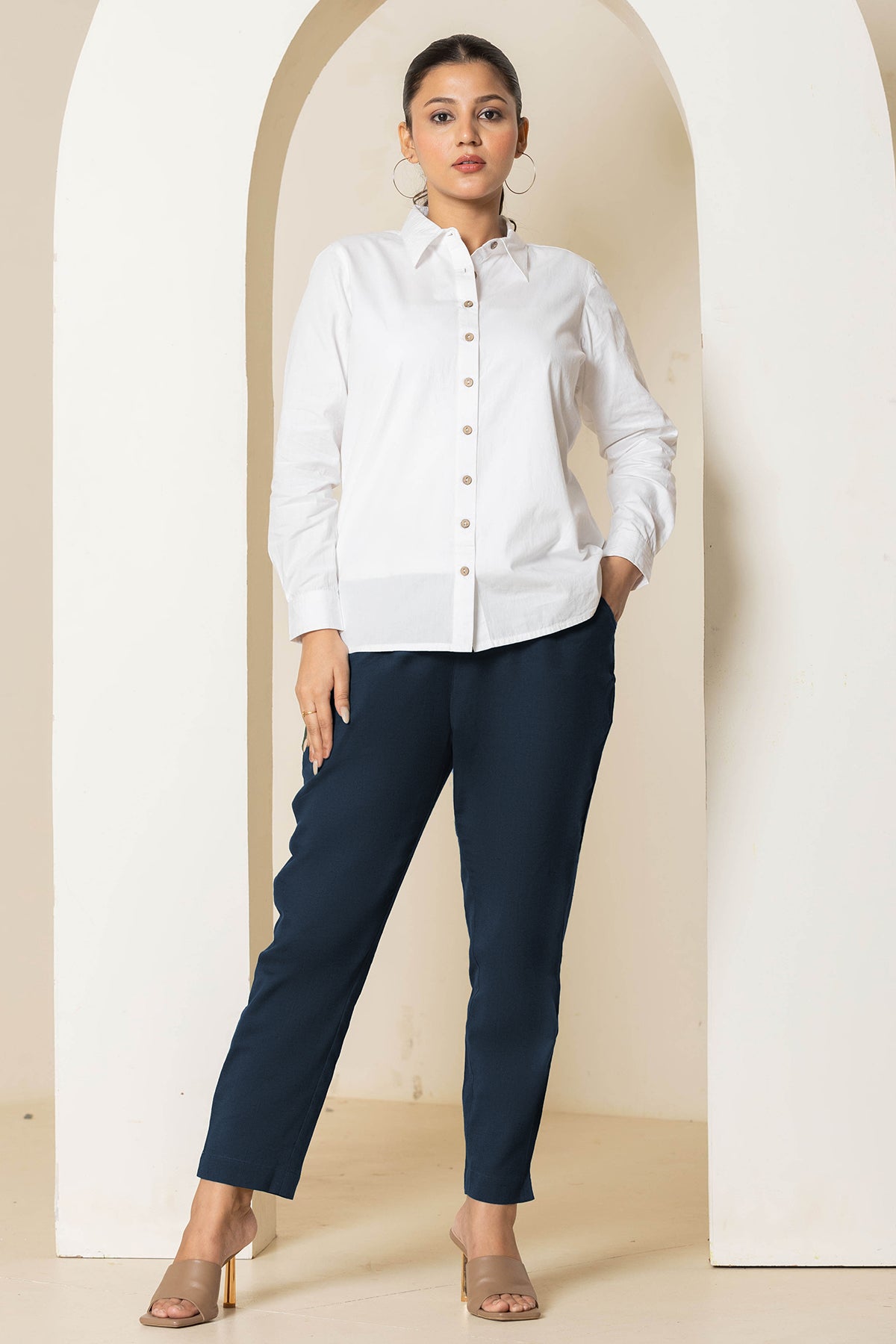 Dark Blue Airy Linen Pants