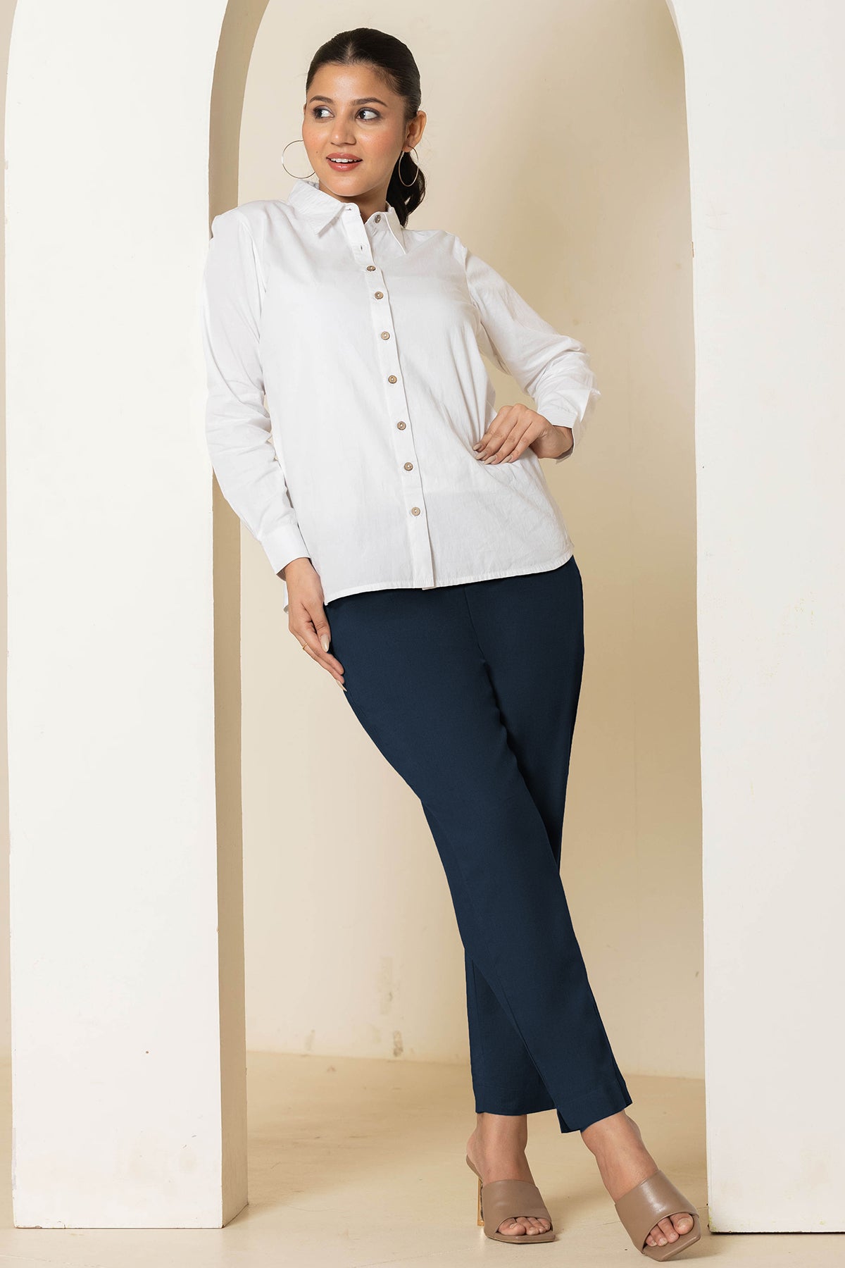Dark Blue Airy Linen Pants