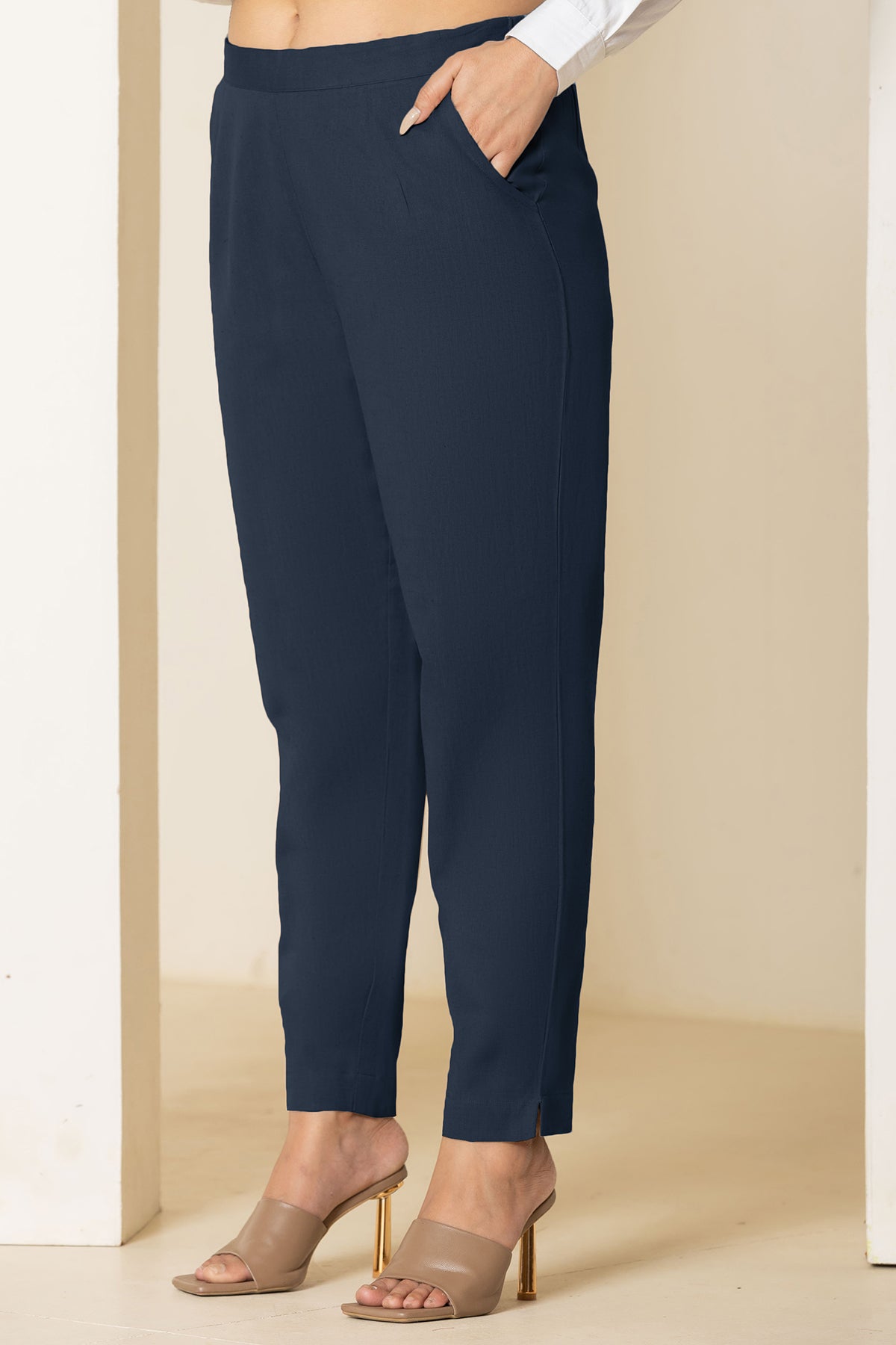 Dark Blue Airy Linen Pants