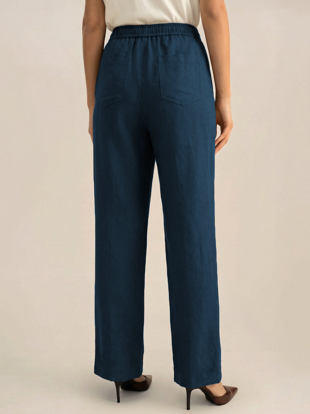 Dark Blue Formal Airy Linen Pants