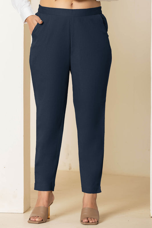 Dark Blue Airy Linen Pants