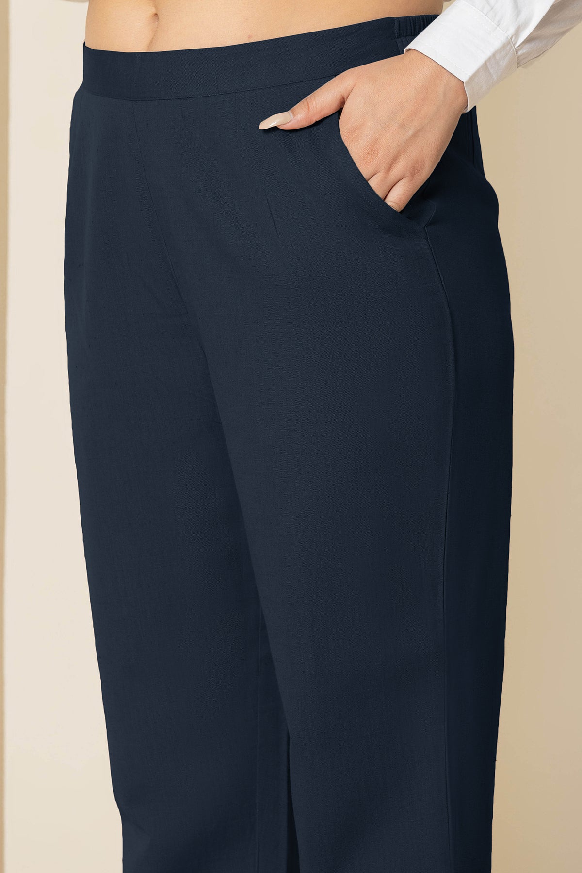 Dark Blue Airy Linen Pants
