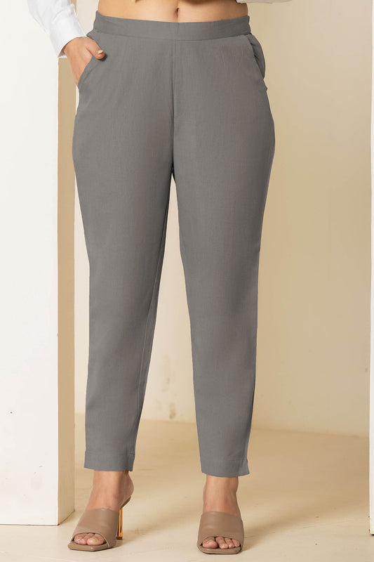 Dull Gray Airy Linen Pants