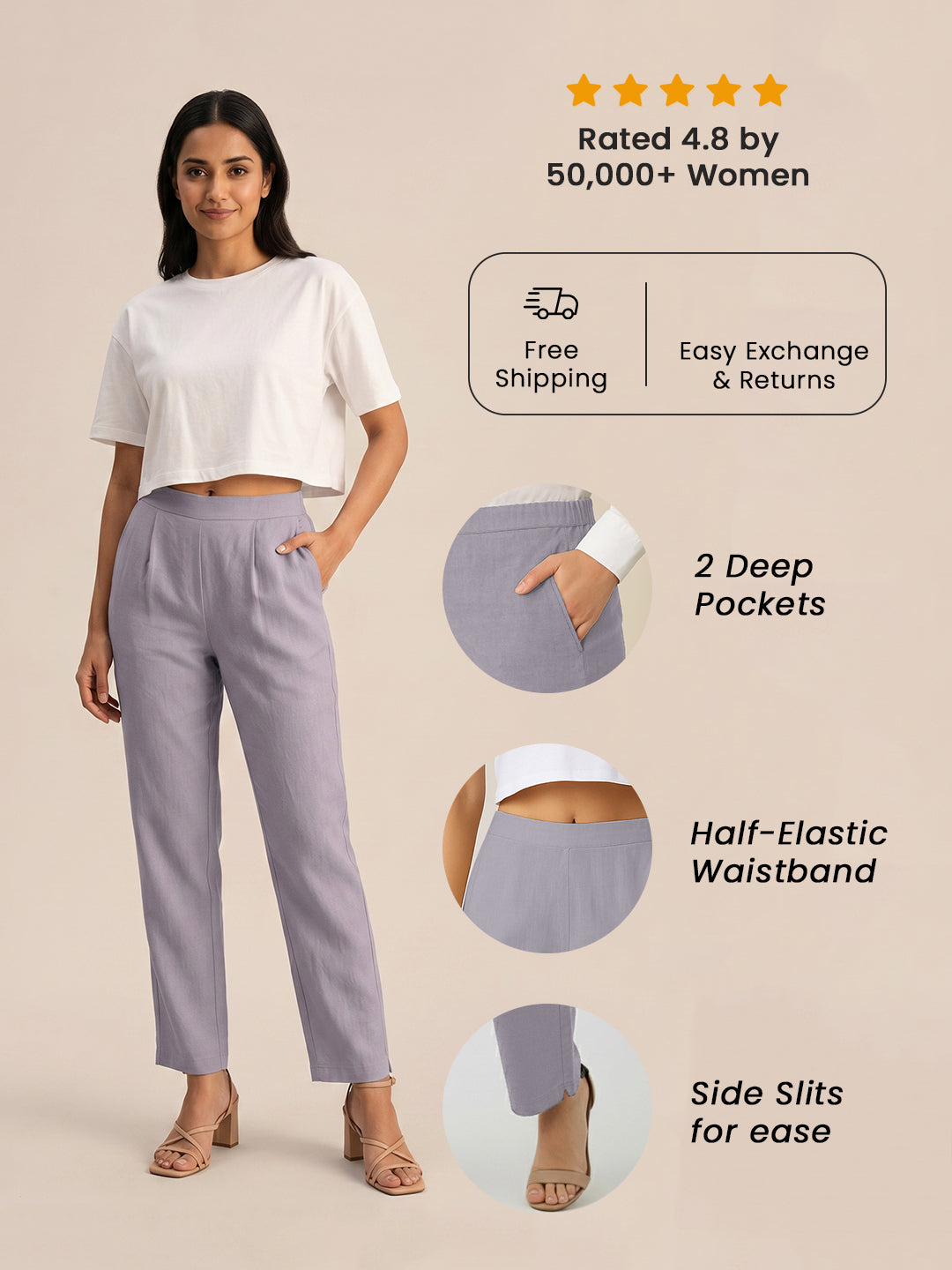 Dusty Lilac Airy Linen Pants