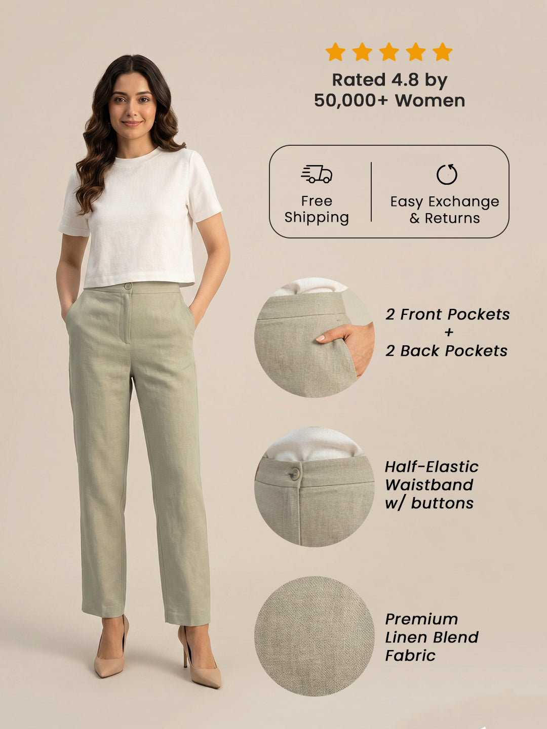 Earthy Formal Airy Linen Pants