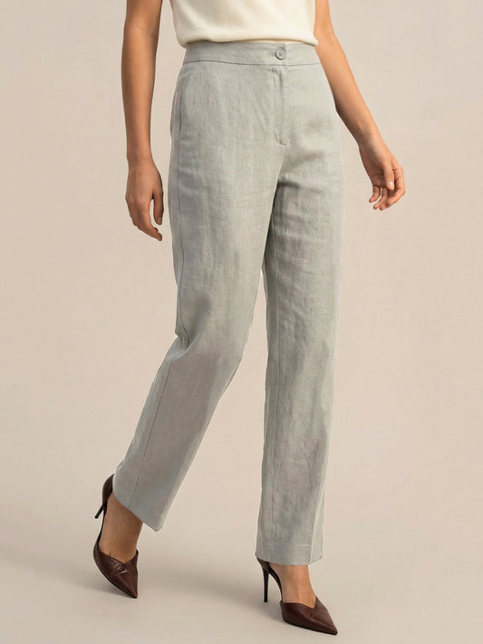 Dull Grey Formal Airy Linen Pants
