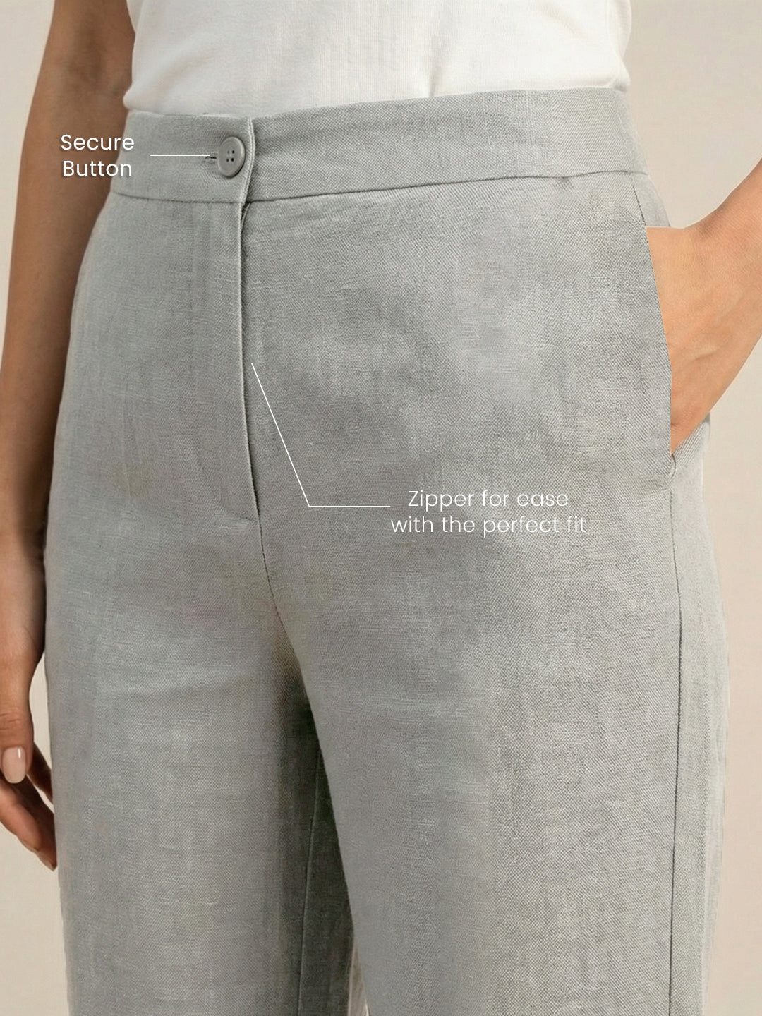 Dull Grey Formal Airy Linen Pants