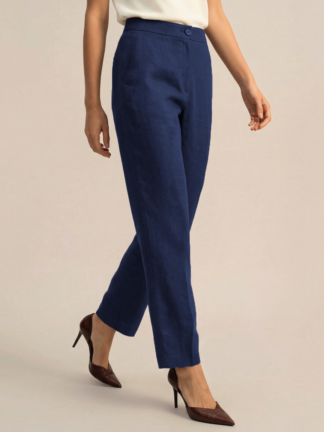 Ink Blue Formal Airy Linen Pants