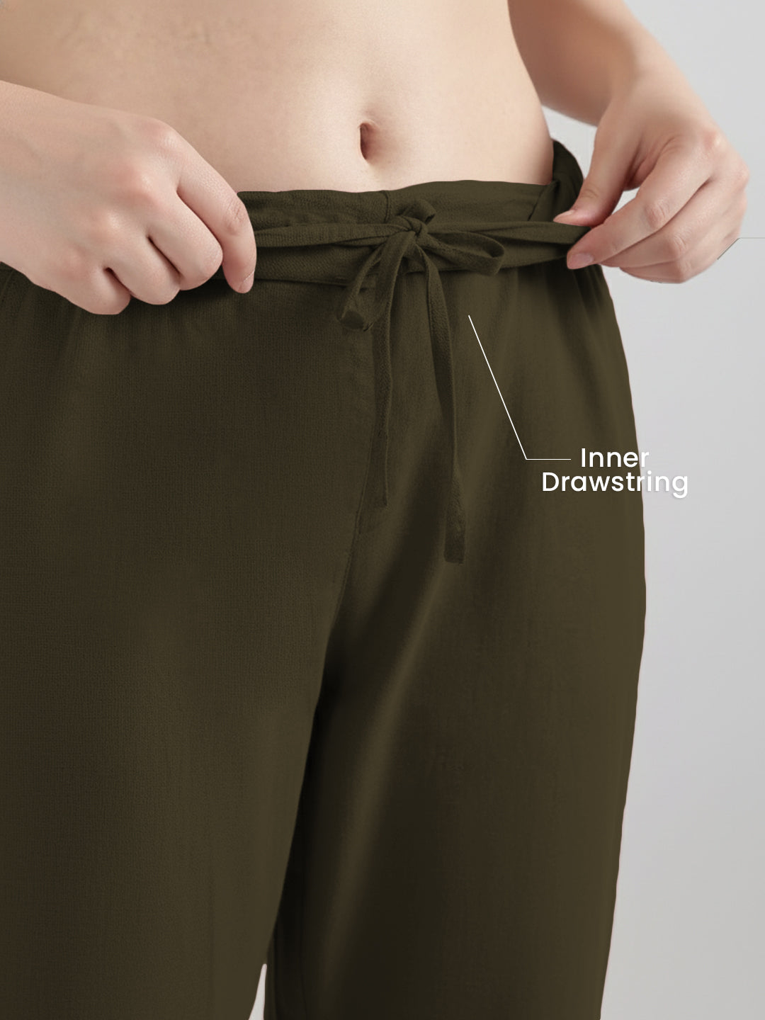 Olive Green Formal Airy Linen Pants