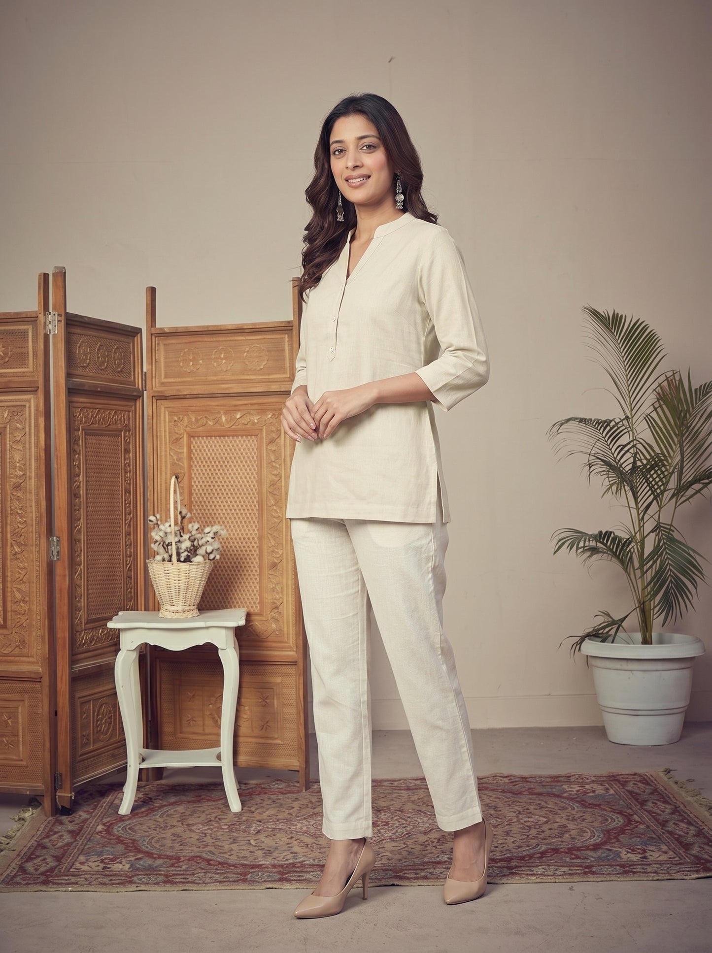 Cream Airy Linen Top