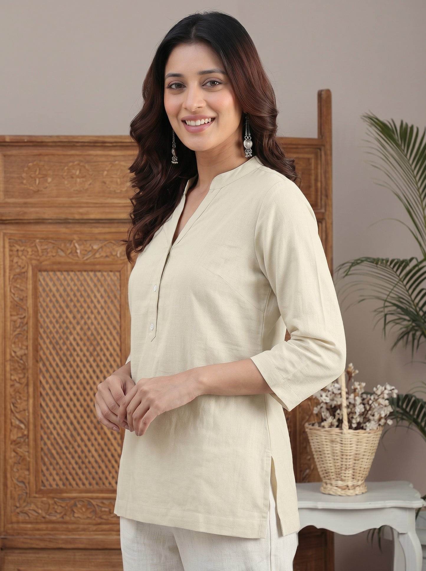 Cream Airy Linen Top