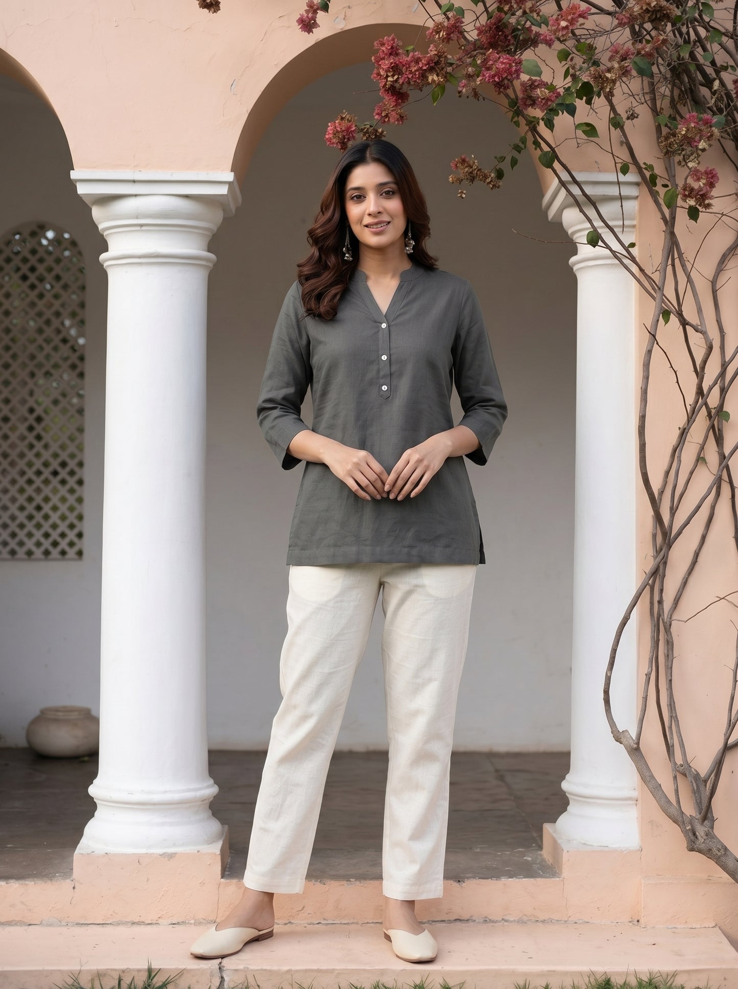 Charcoal Grey Airy Linen Top