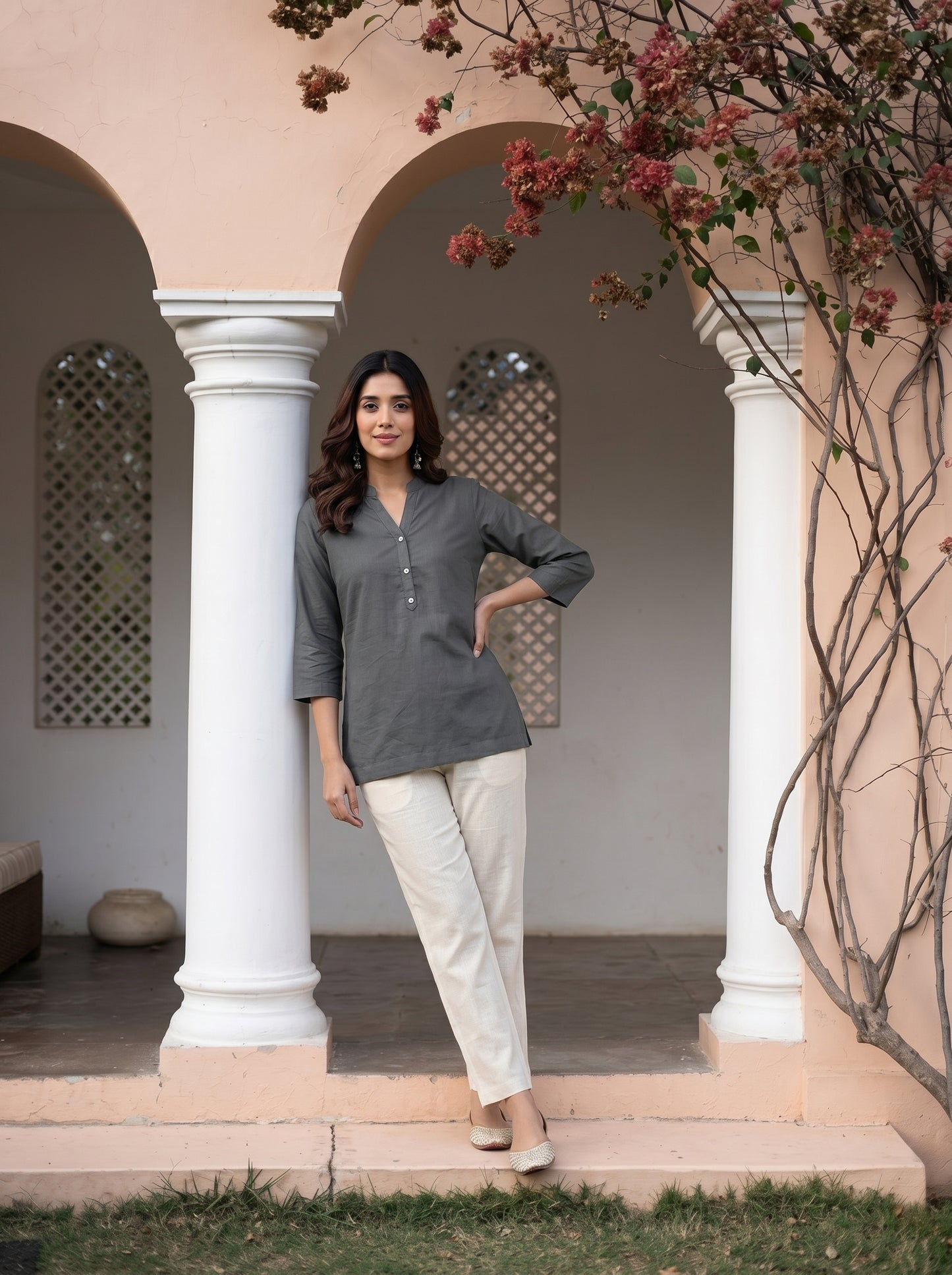 Charcoal Grey Airy Linen Top