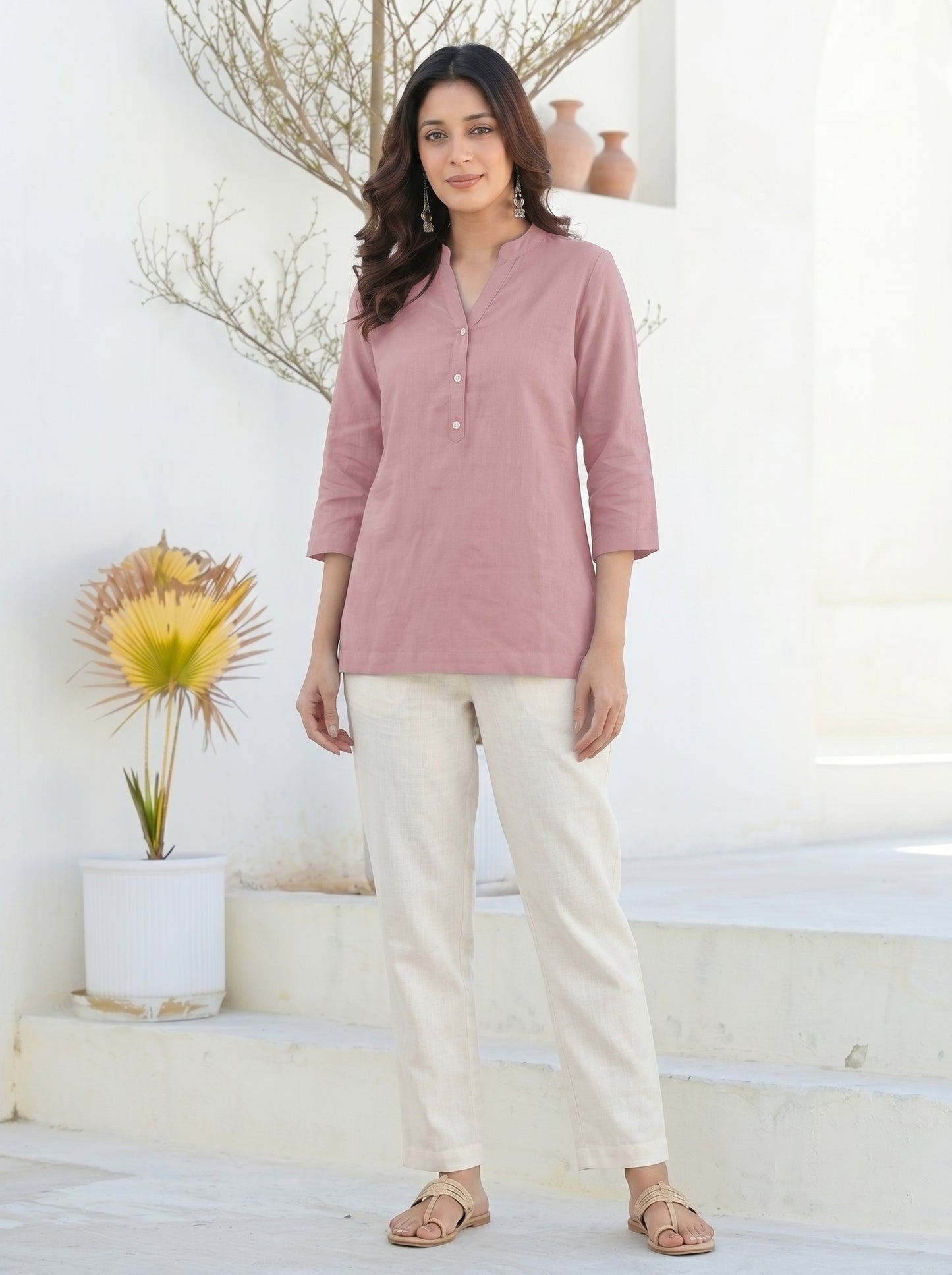 Rose Pink Airy Linen Top