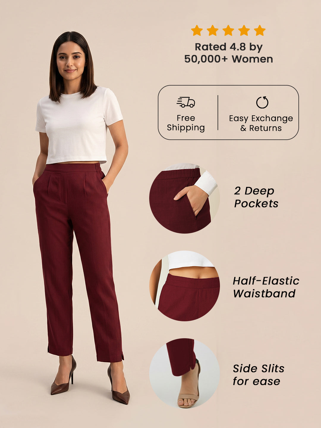 Maroon Airy Linen Pants