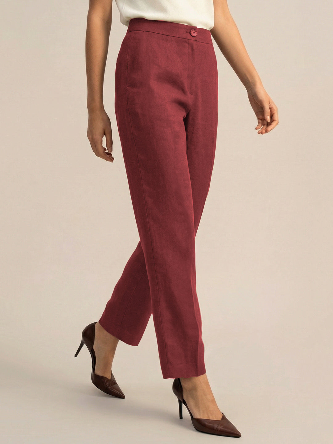 Maroon Formal Airy Linen Pants