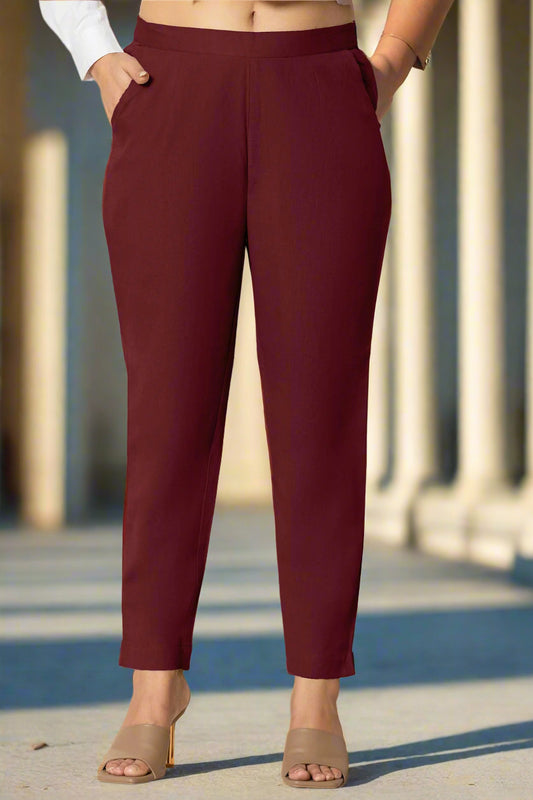 Maroon Airy Linen Pants