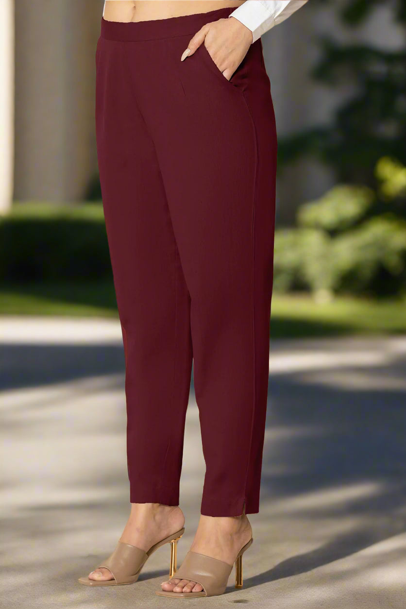 Maroon Airy Linen Pants