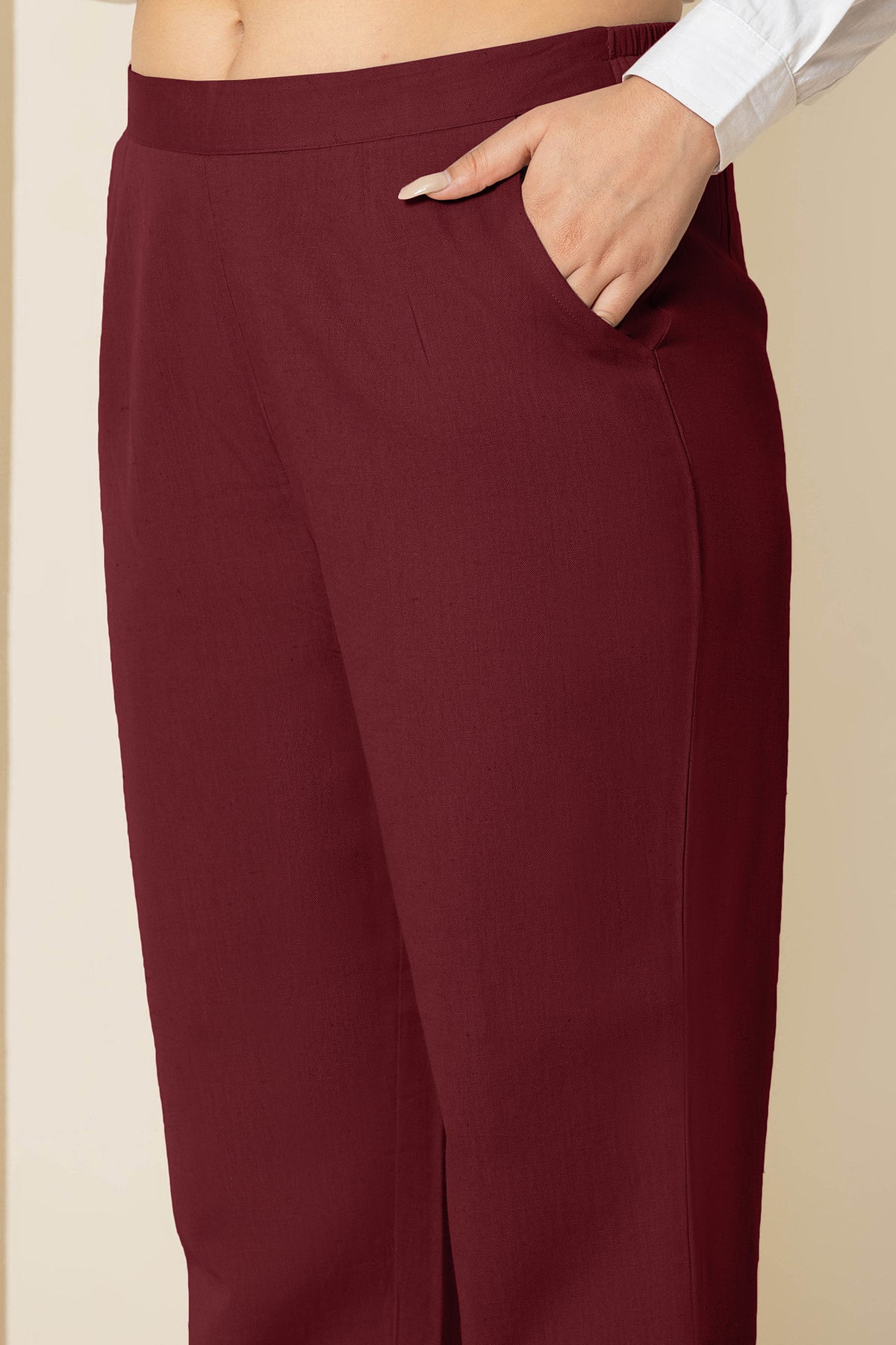 Maroon Airy Linen Pants