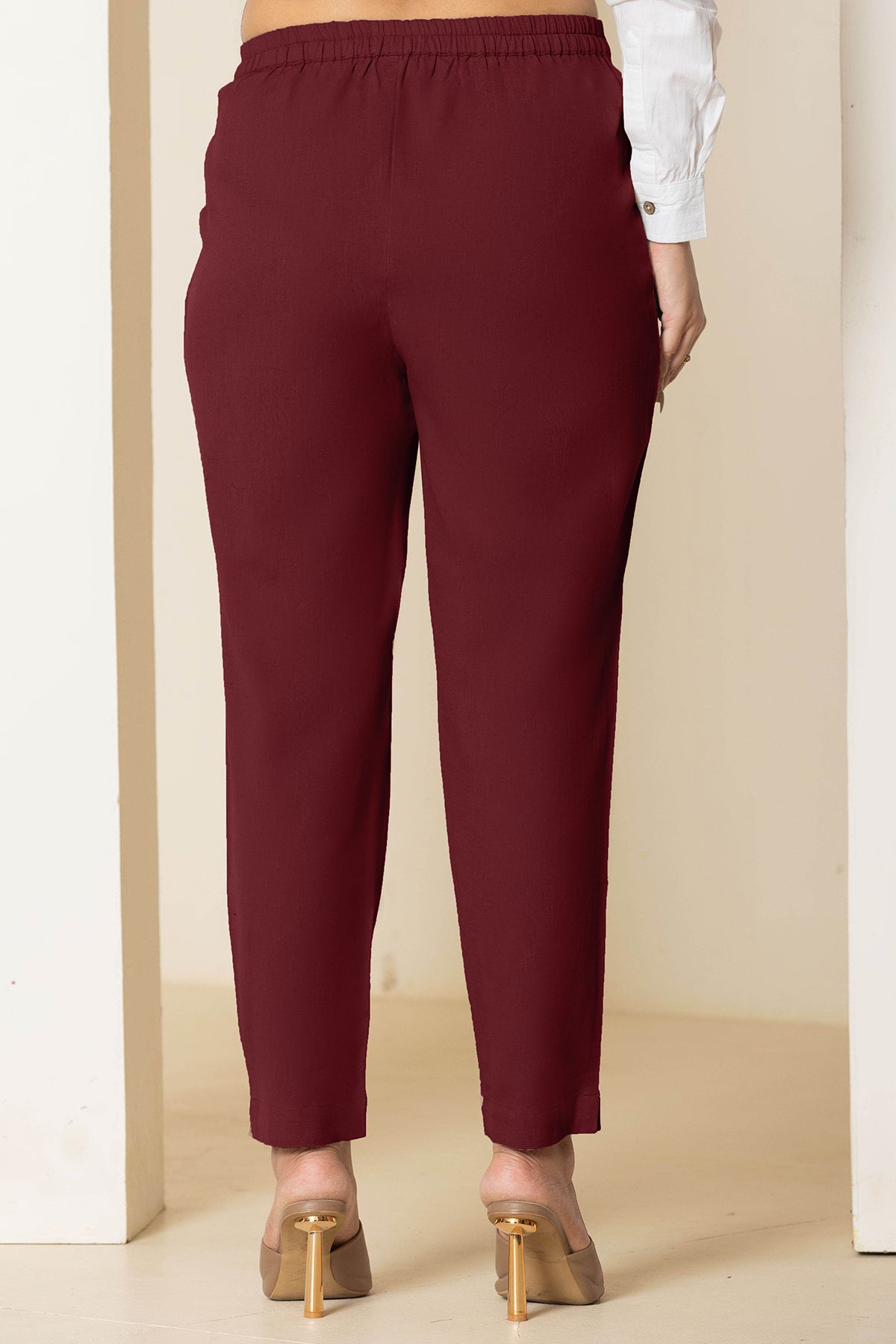 Maroon Airy Linen Pants