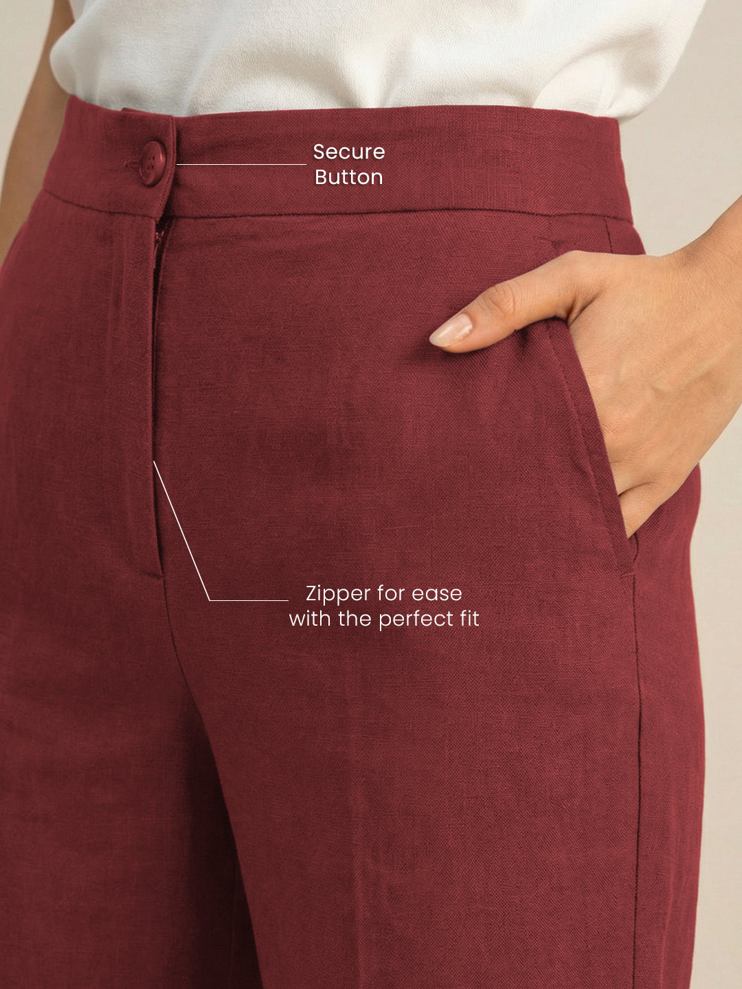 Maroon Formal Airy Linen Pants