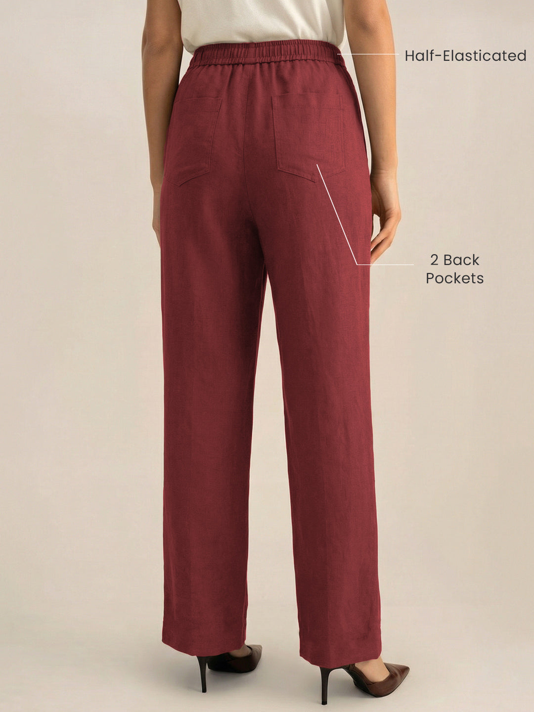 Maroon Formal Airy Linen Pants