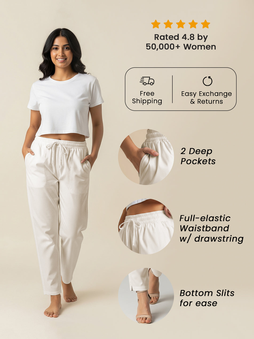 Off White Everyday Cotton Pants