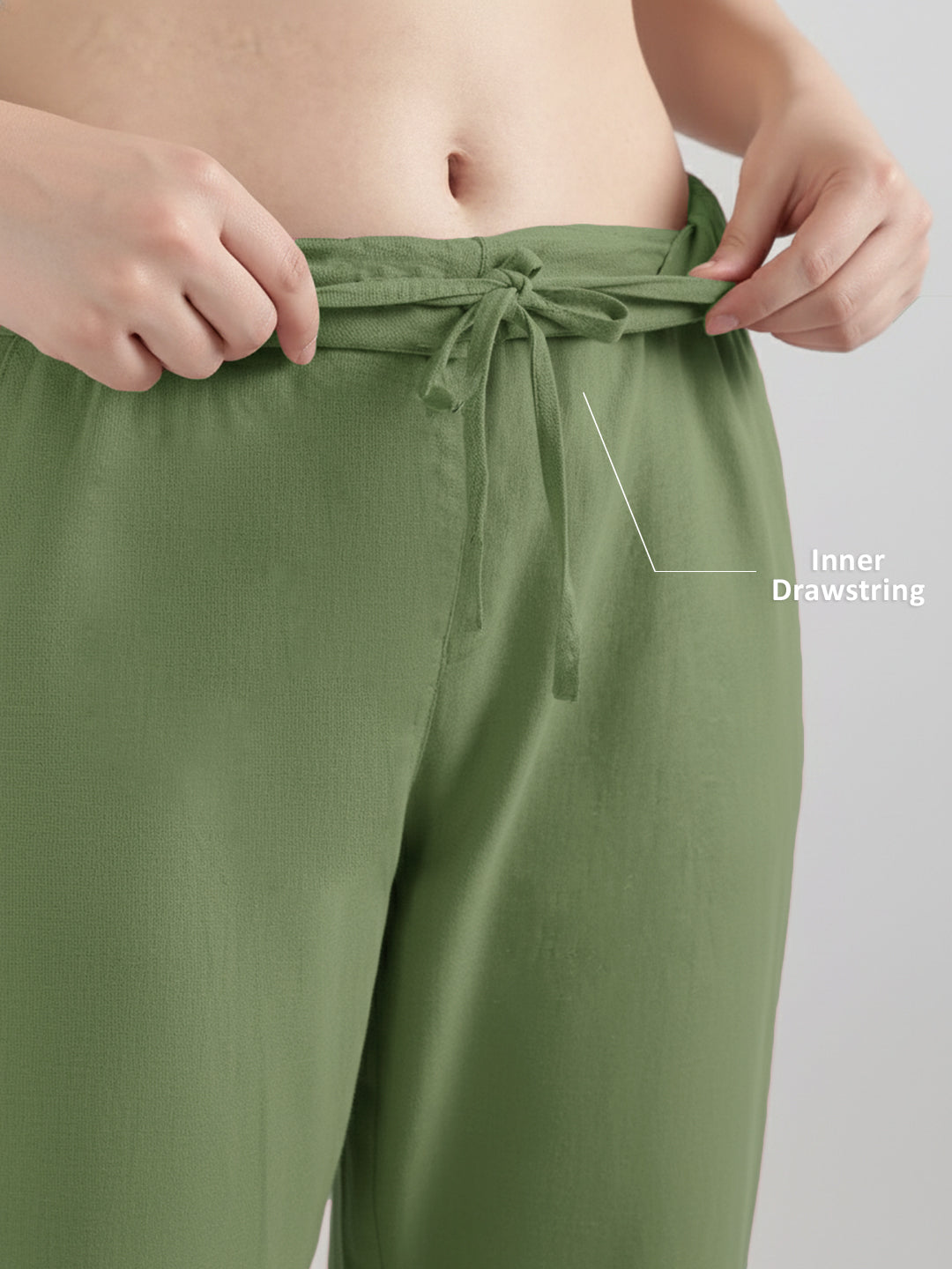 Leaf Green Airy Linen Pants