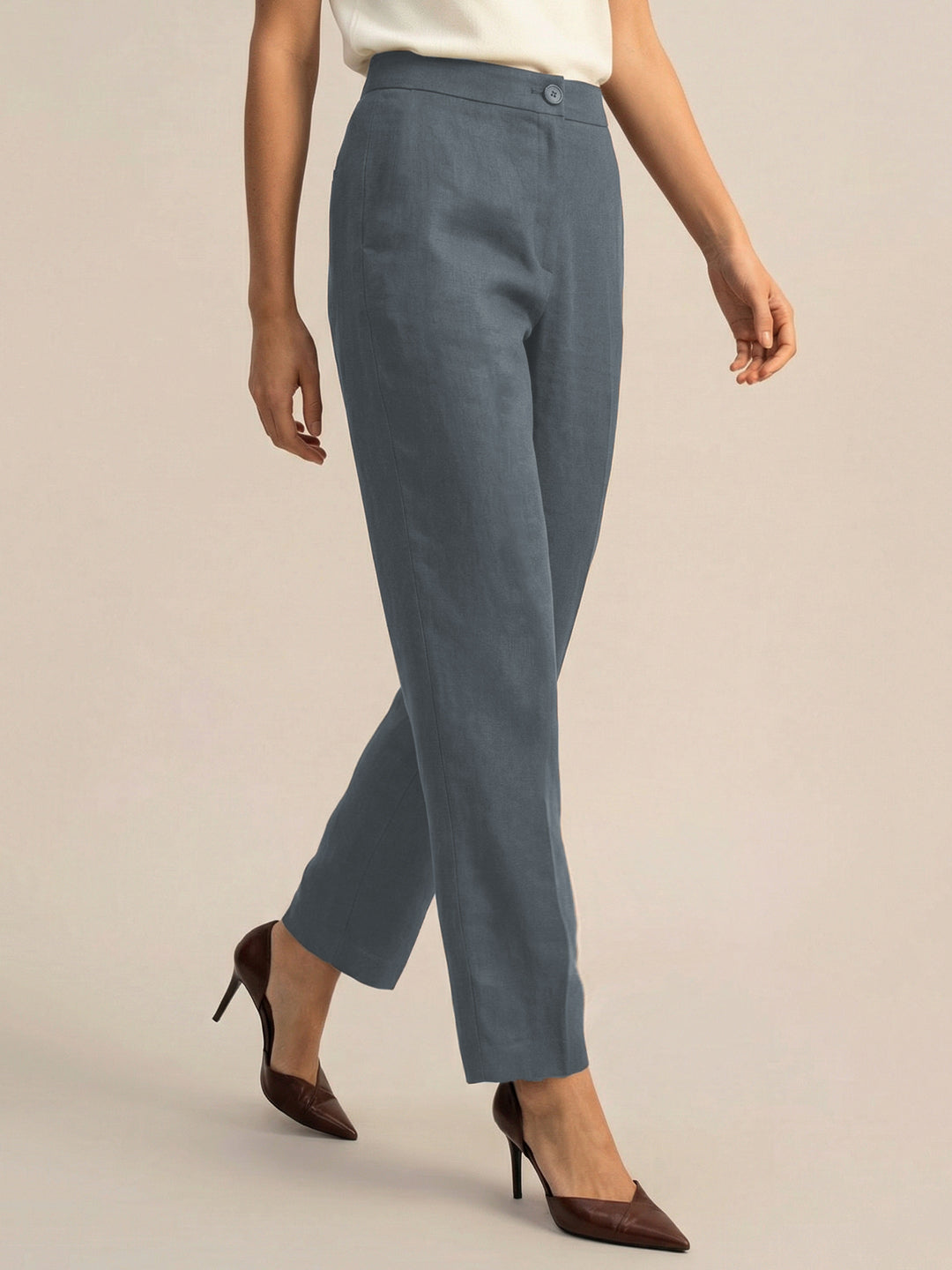 Slate Grey Formal Airy Linen Pants
