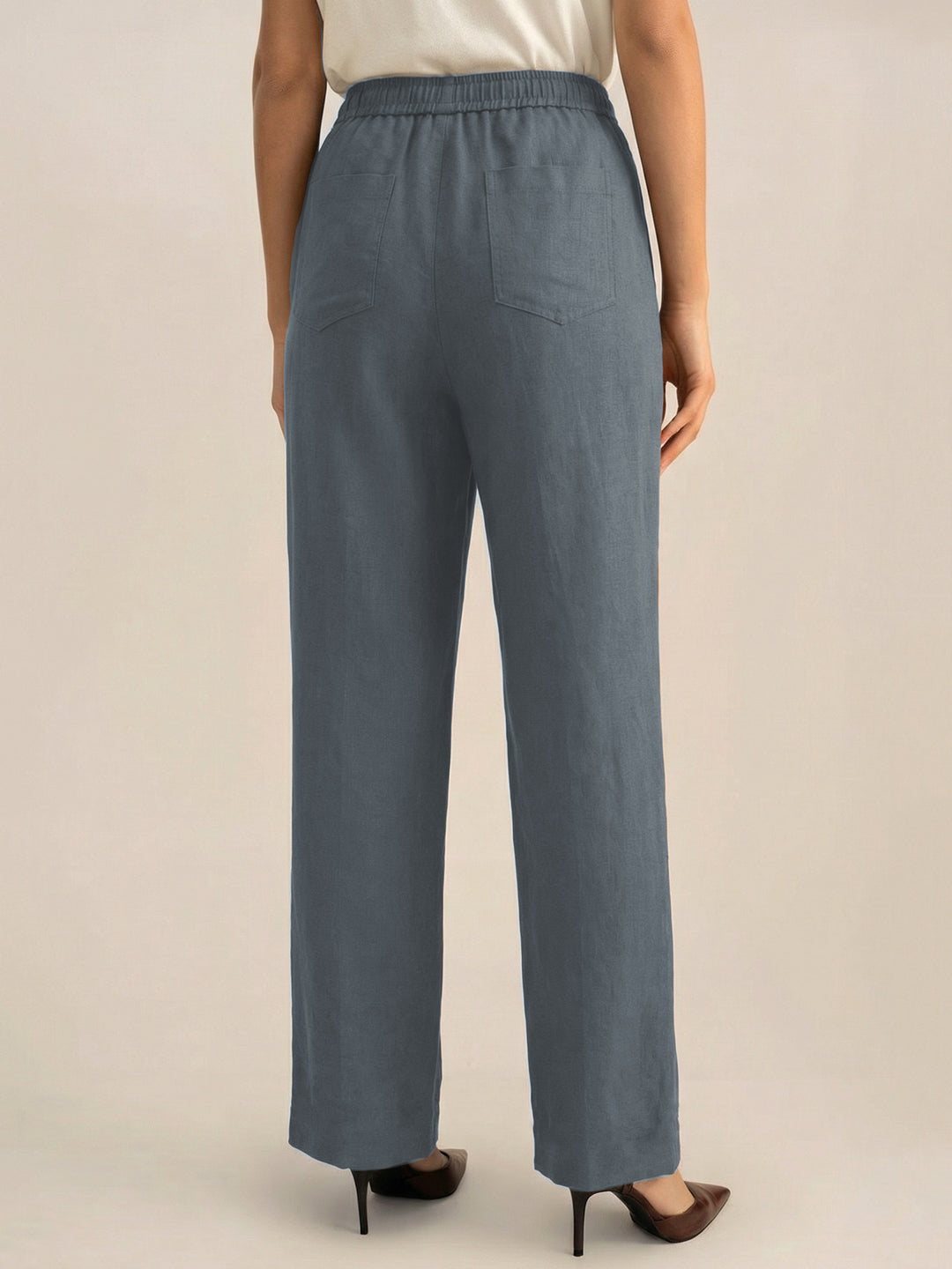 Slate Grey Formal Airy Linen Pants