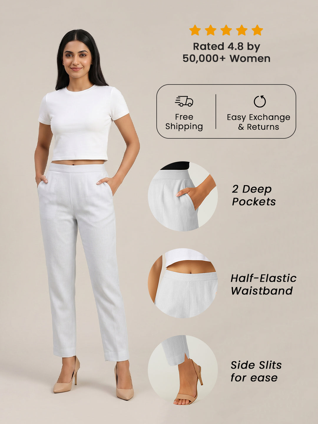 White Airy Linen Pants